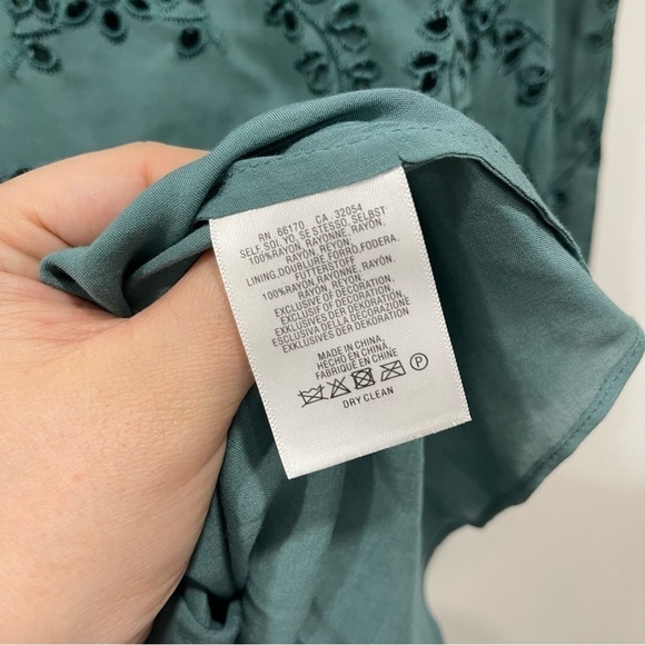 Anthropologie Daniel Rainn Cheyenne Eyelet Blouse in Teal Blue Small - Picture 5 of 10